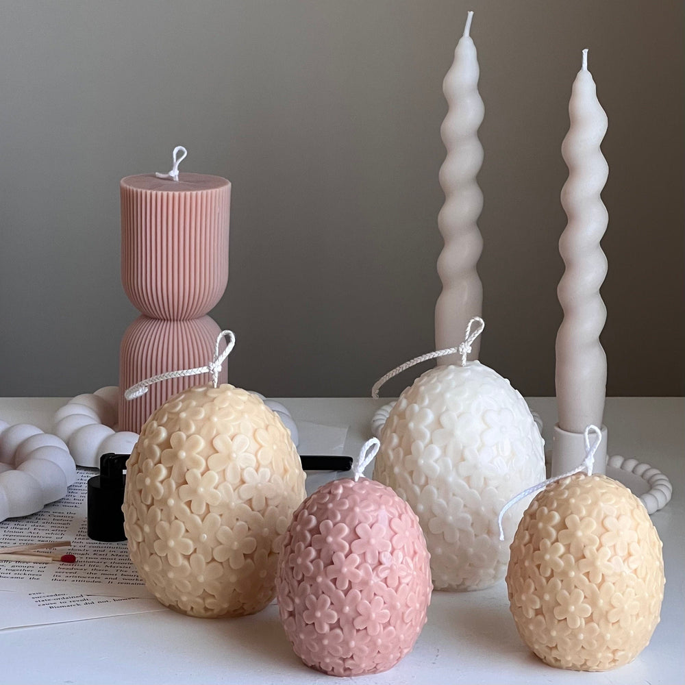 Easter Flower Egg Candle: Handmade Soy Wax Spring Decor