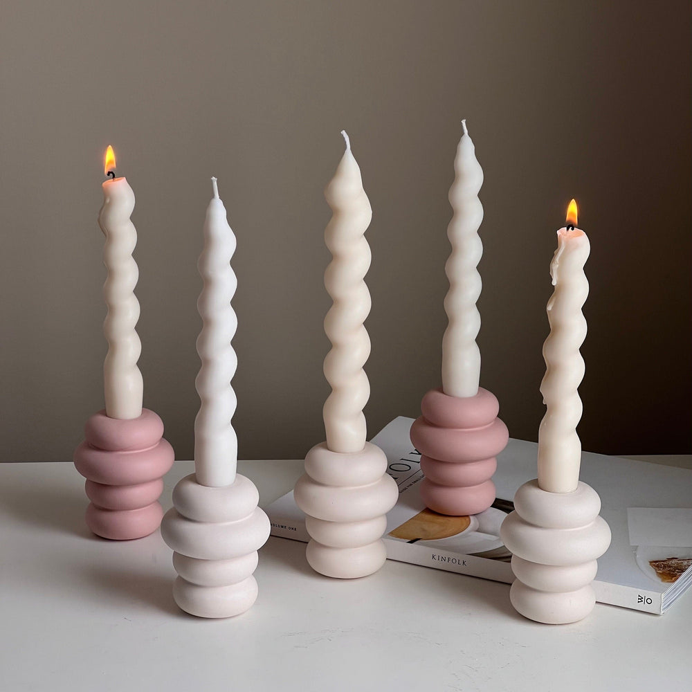 Donut Jesmonite Candlestick Holder: Minimalist Wedding Decor
