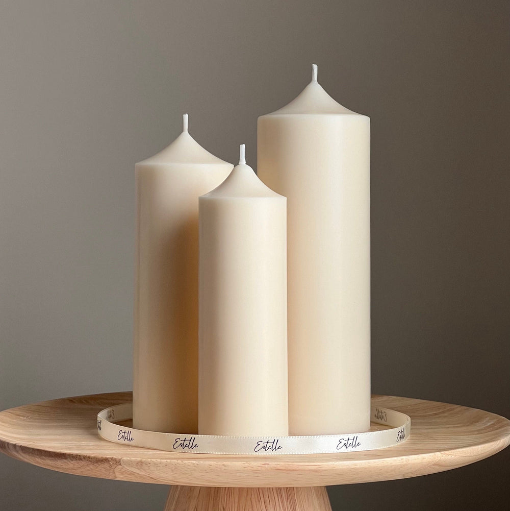 Bougie pilier artisanale en cire de soja : bougie décorative sans parfum
