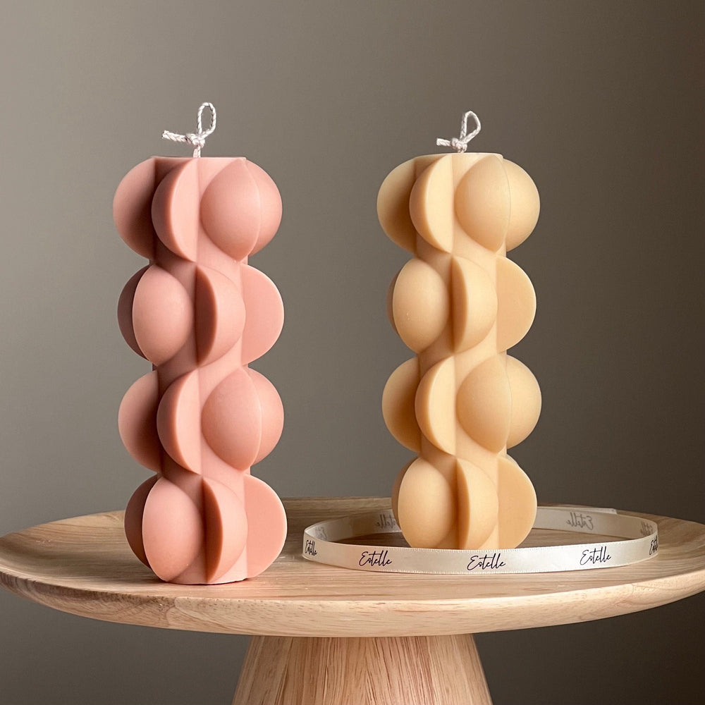 Geometric Soy Pillar Candle: Sculptural Home Decor