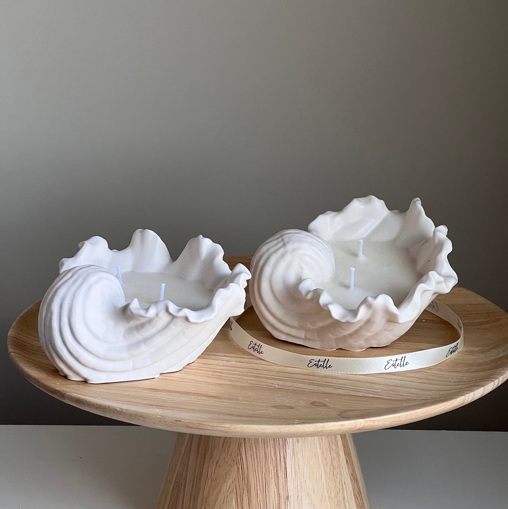 Conch Shell Soy Wax Candle | Jesmonite Vessel, Handmade