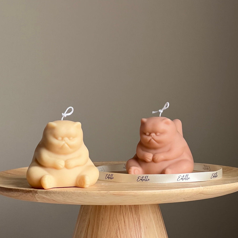 Handmade Grumpy Cat Candle: Decorative Soy Wax Pillar Candle