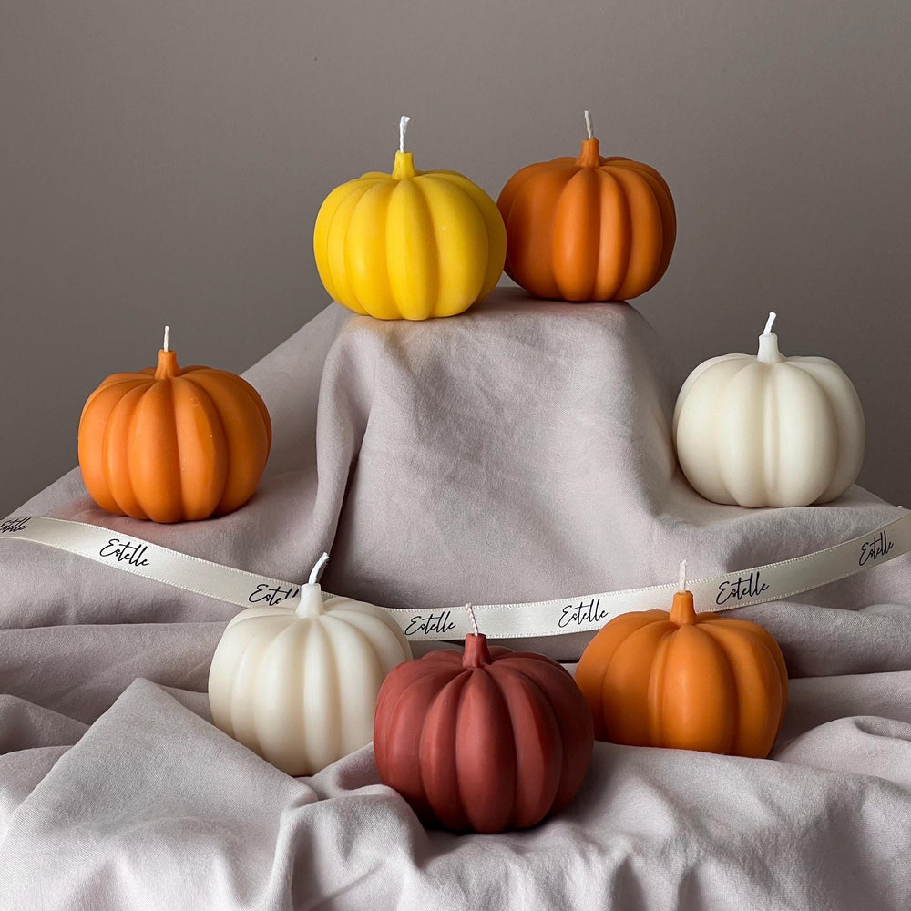 Handmade Pumpkin Soy Wax Candle: Autumn Halloween Decor