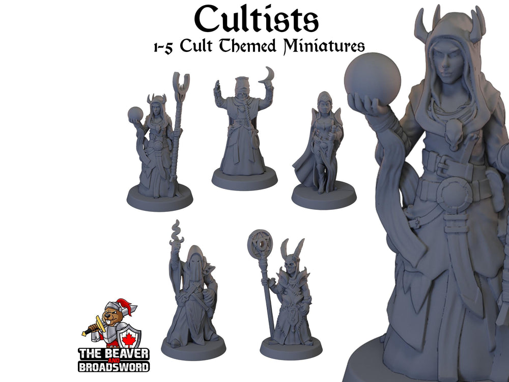 5 Cultist Miniature Pack - EC3D | DnD | Cult | Monster | Ritual | Underdark | 32mm | Pathfinder | commoner | TTRPG | Wargaming
