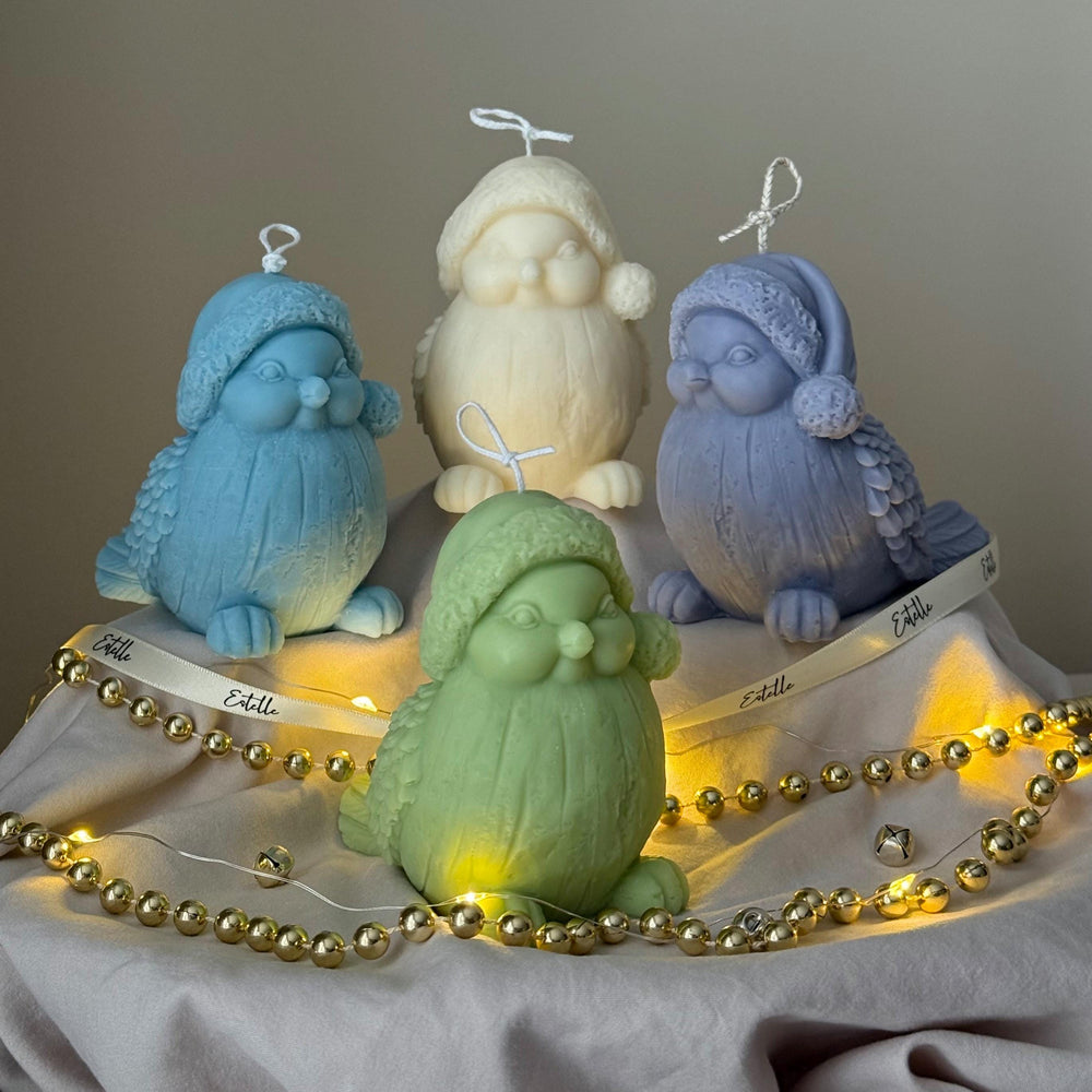 Bougie au soja Oiseau de Noël coulée à la main : Cadeau de décoration de Noël
