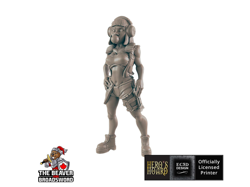 Bubblegum Sally Sci-fi Mini - EC3D | Legion | Cyberpunk | Starfinder | Scifi | Futuristic | Cybernetic | Female | VR | 28mm | 32mm Infinity
