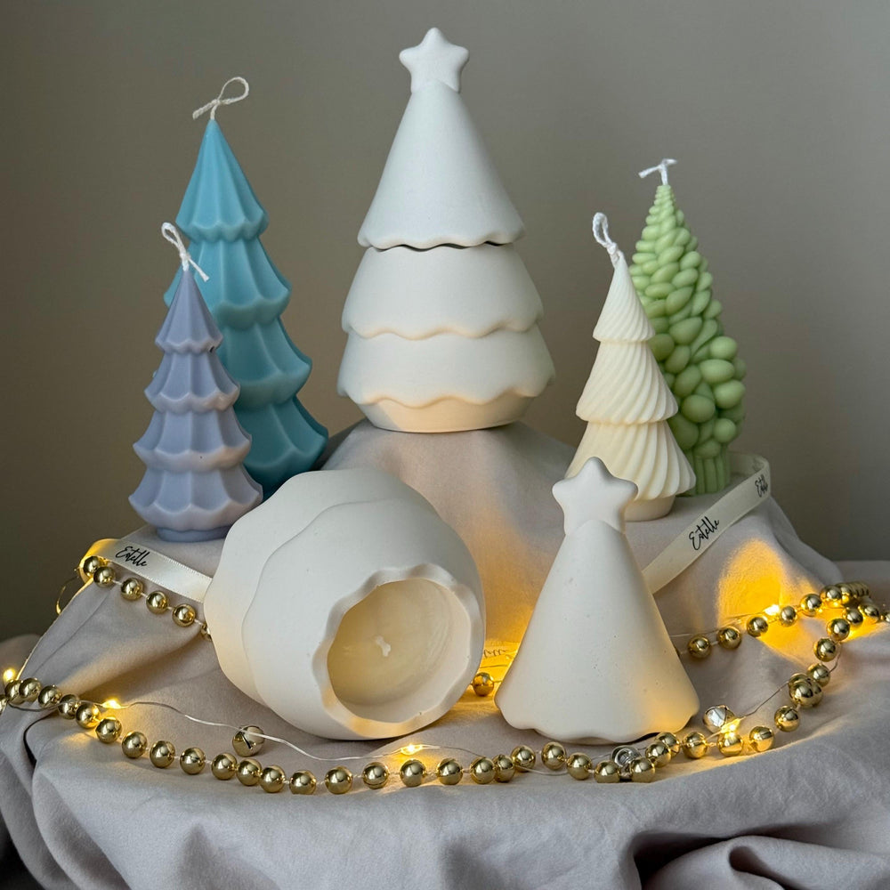 Christmas Tree Jar Soy Candle: Handmade Jesmonite Decor