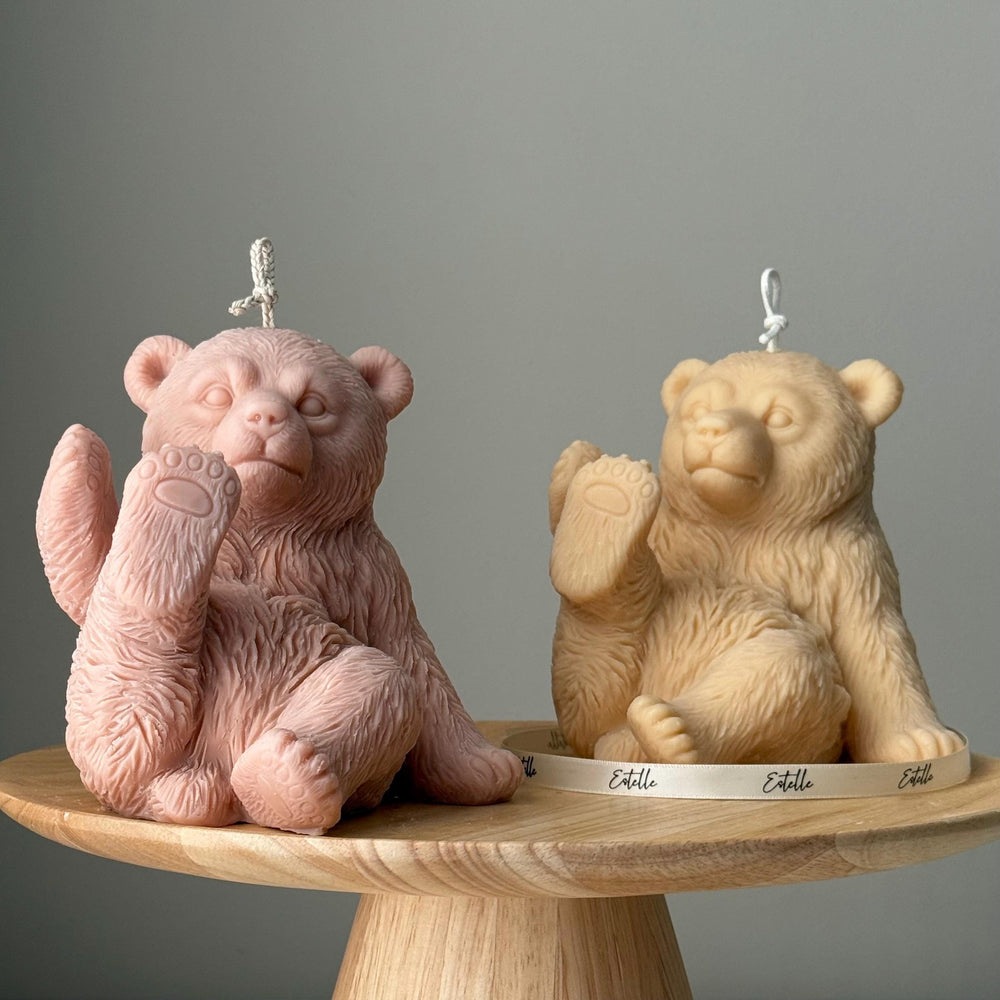 Bougie Ours en Cire de Soja Faite Main : Cadeau Animal Sculptural