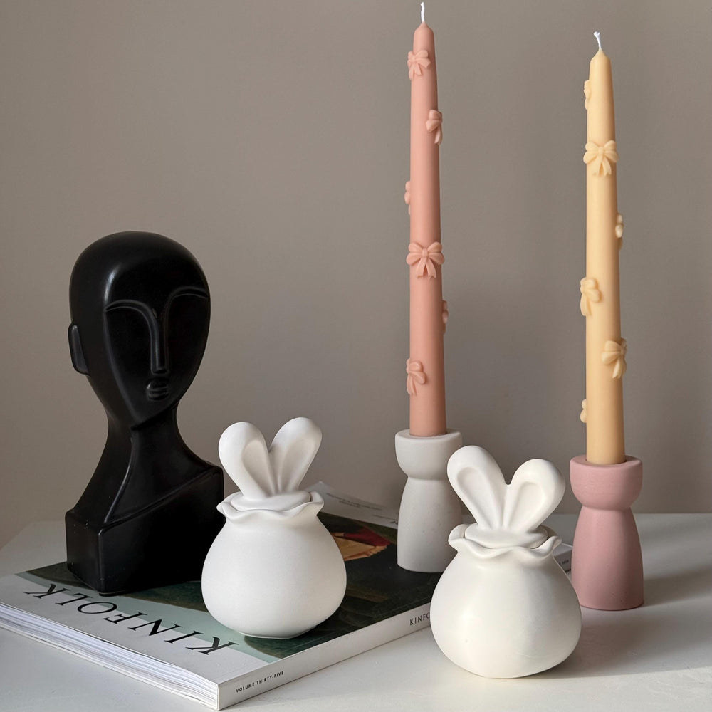 Bougie Lapin en Cire de Soja dans un Pot en Jesmonite : Bougie Parfumée Faite Main