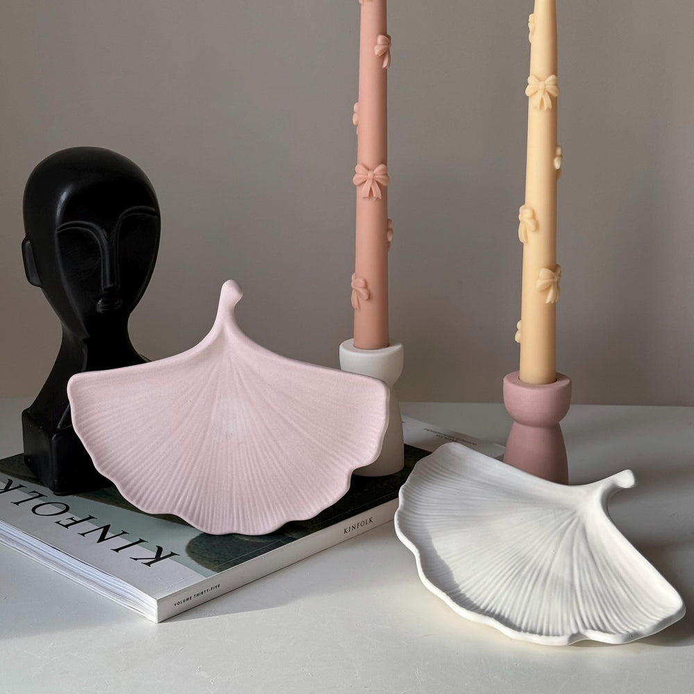 Plateau feuille en Jesmonite : vide-poche scandinave, décoration de bureau