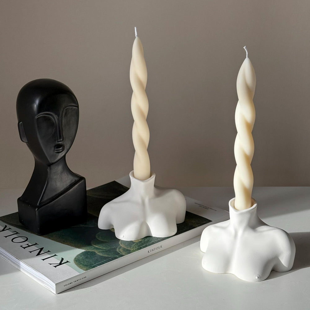 Bougeoir Buste : Décoration d'Intérieur Minimaliste en Jesmonite