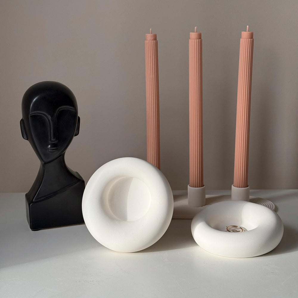 Plateau à bibelots rond fait main en Jesmonite : Décoration scandinave