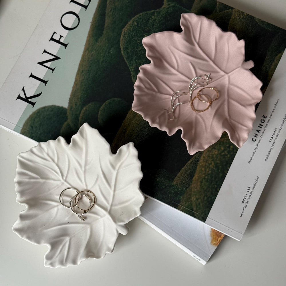 Jesmonite Maple Leaf Tray: Scandi Jewelry Dish, Desk Decor