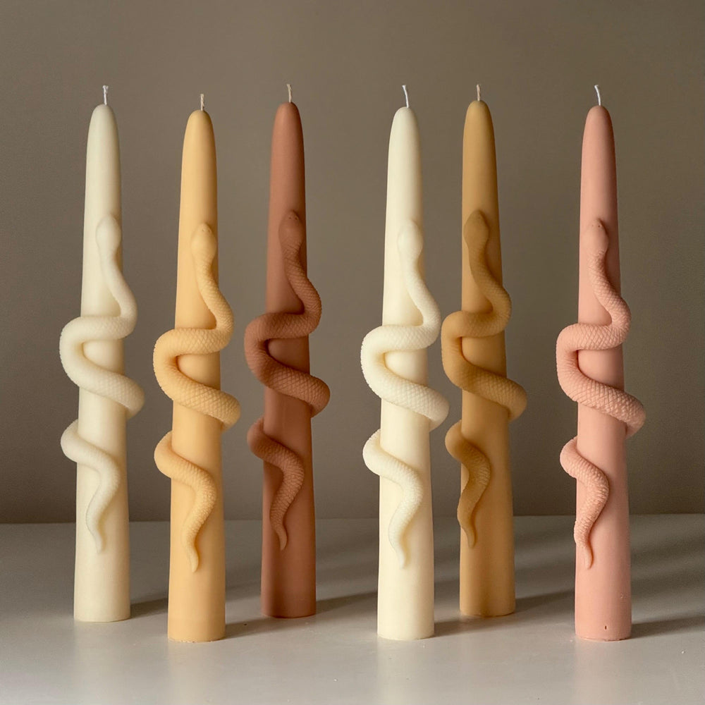 Snake Taper Soy Wax Candle: Decorative Column Pillar Candle
