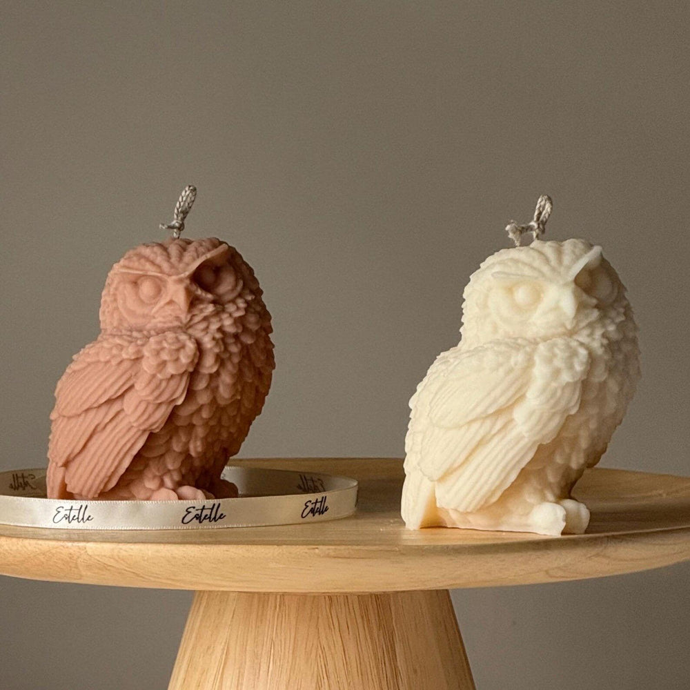 Bougie de soja en forme de hibou : bougie pilier faite à la main, décoration d'intérieur