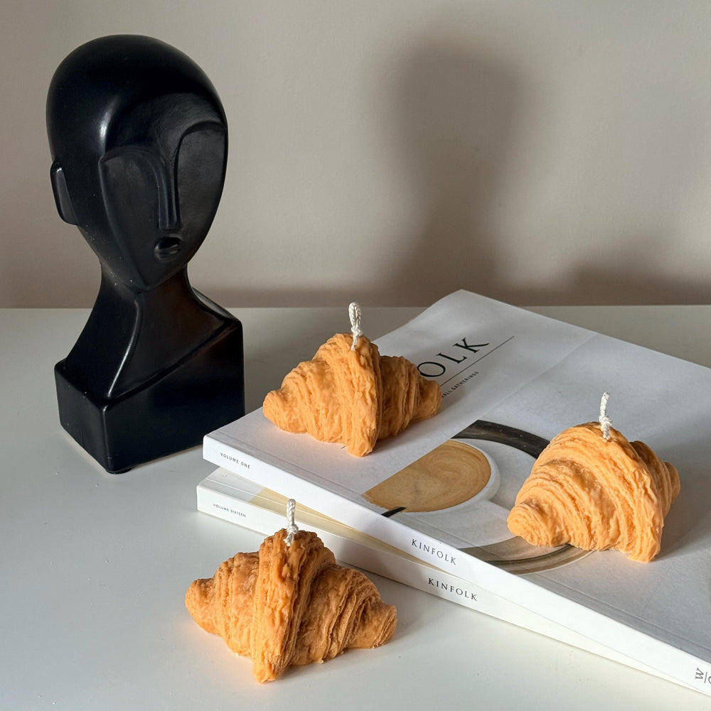 Bougie sculpturale en forme de croissant, Bougie décorative en forme de pùtisserie
