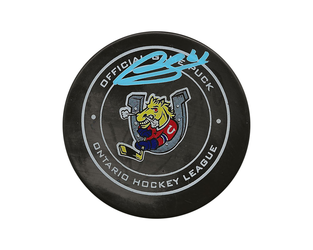 Palet de match officiel des Barrie Colts, autographié par Ryan Suzuki