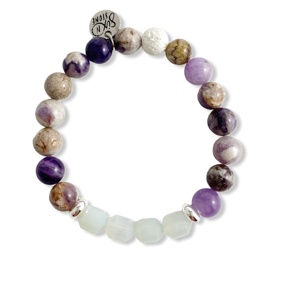 Bracelet en améthyste Chevron