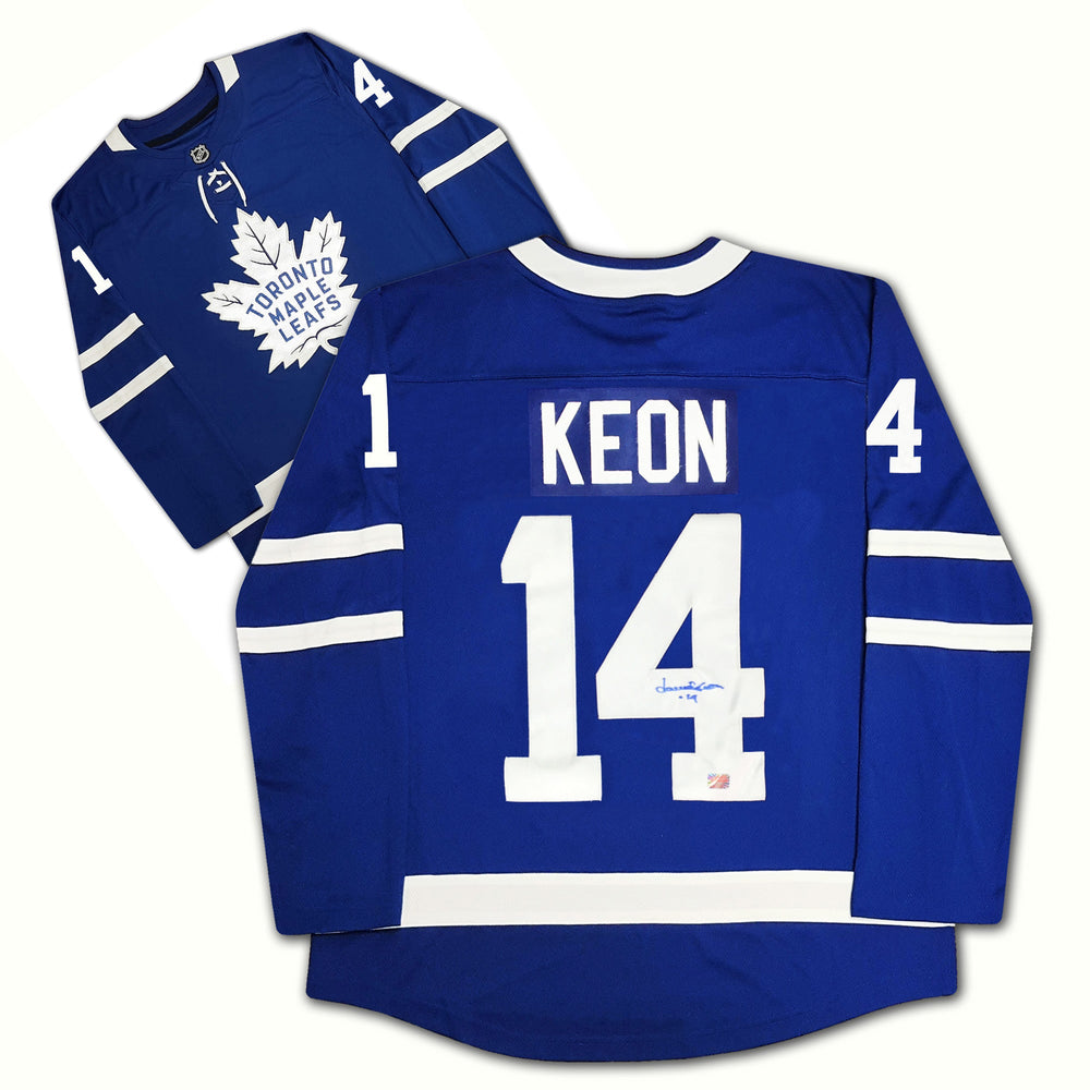 MAILLOT BLEU DES MAPLE LEAFS DE TORONTO AUTOGRAPHÉ PAR DAVE KEON – ARTICLE DE COLLECTION DE SOUVENIRS DE HOCKEY LNH SIGNÉ (TAILLE L OU XL)