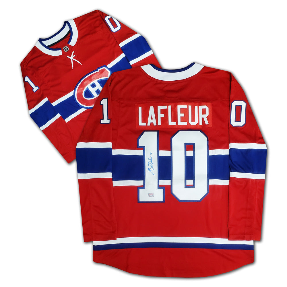 GUY LAFLEUR MONTREAL CANADIENS MAILLOT ROUGE AUTOGRAPHIÉ – OBJET DE COLLECTION DE HOCKEY SIGNÉ DE LA LNH (TAILLE G OU TG)
