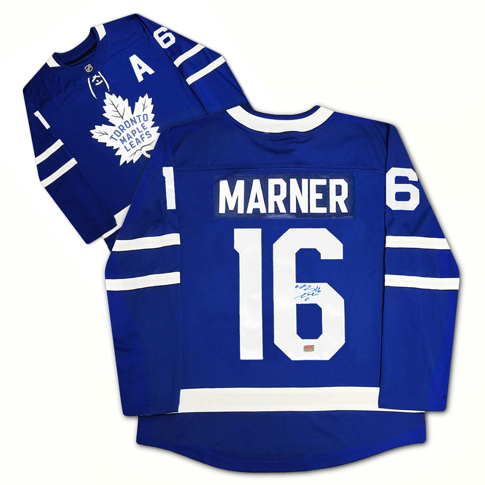 MITCH MARNER AUTOGRAPHE MAILLOT BLEU DES TORONTO MAPLE LEAFS – OBJET DE COLLECTION DE HOCKEY DE LA LNH SIGNÉ (GRANDEUR G OU TG)