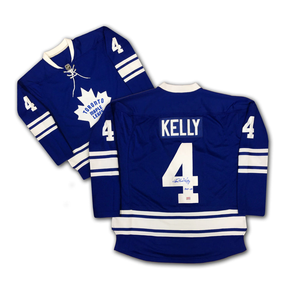 MAILLOT BLEU DES MAPLE LEAFS DE TORONTO AUTOGRAPHIÉ PAR RED KELLY – OBJET DE COLLECTION DE HOCKEY DE LA LNH SIGNÉ (TAILLE L OU XL)