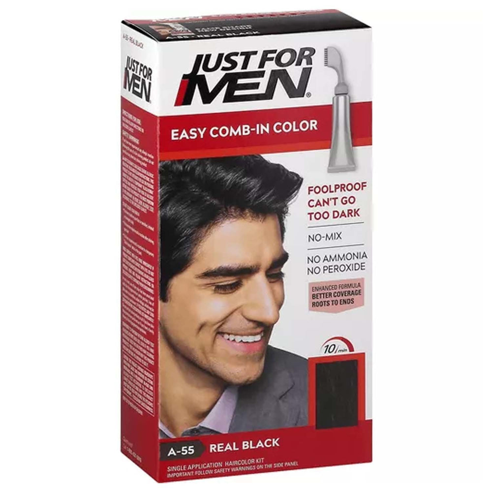 JUST FOR MEN EASY COMB-IN COLOR REAL BLACK A-55