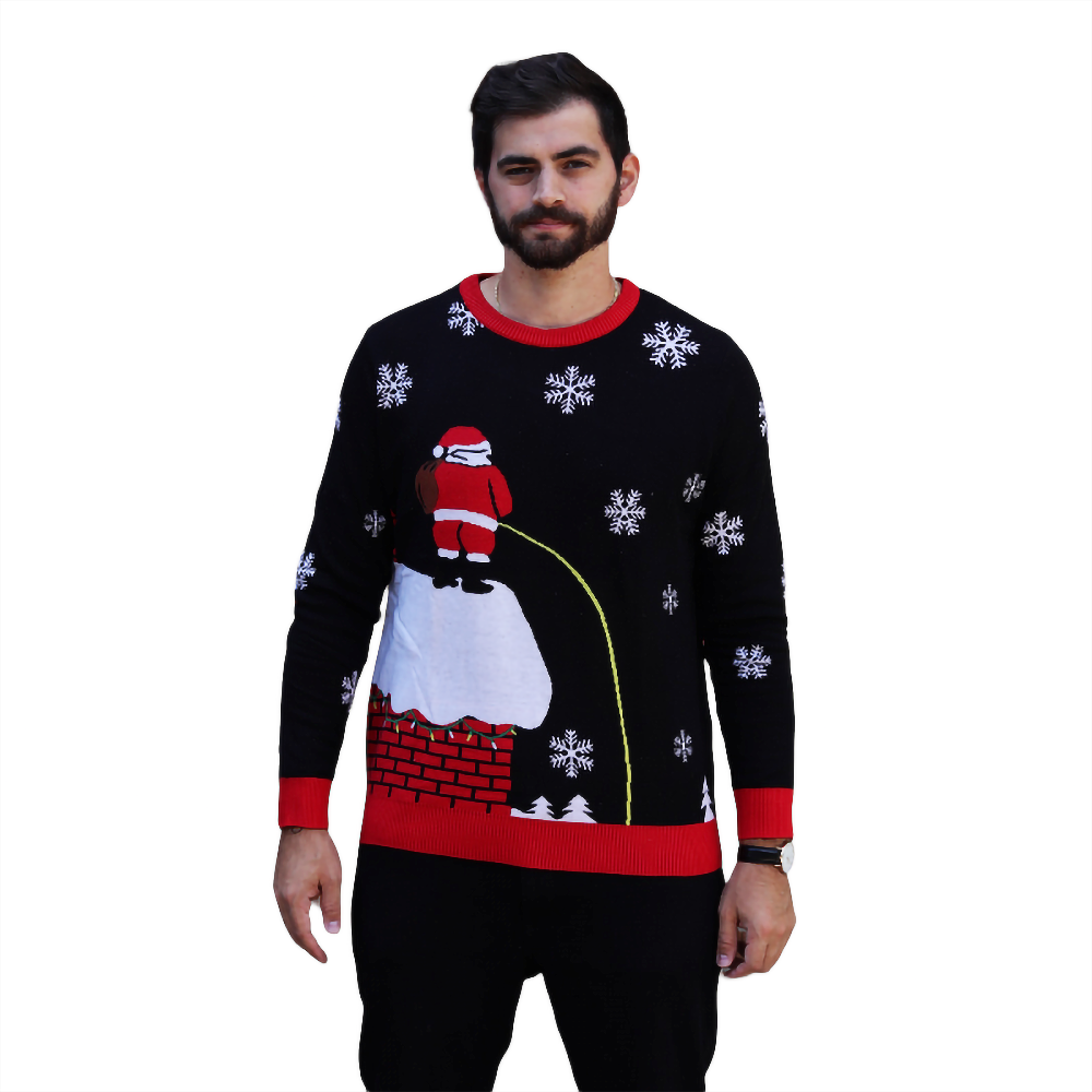 Pull de Noël amusant avec un toit qui fuit