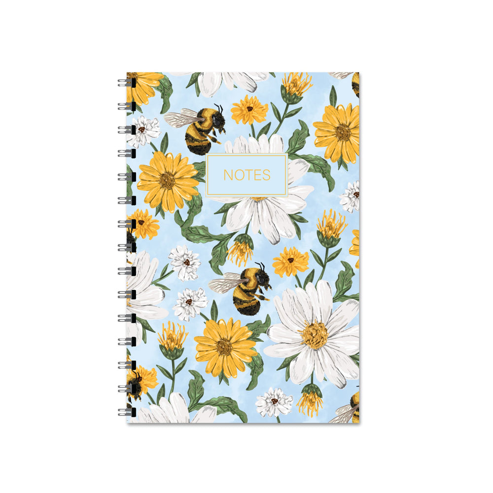 Carnet floral abeille bleue