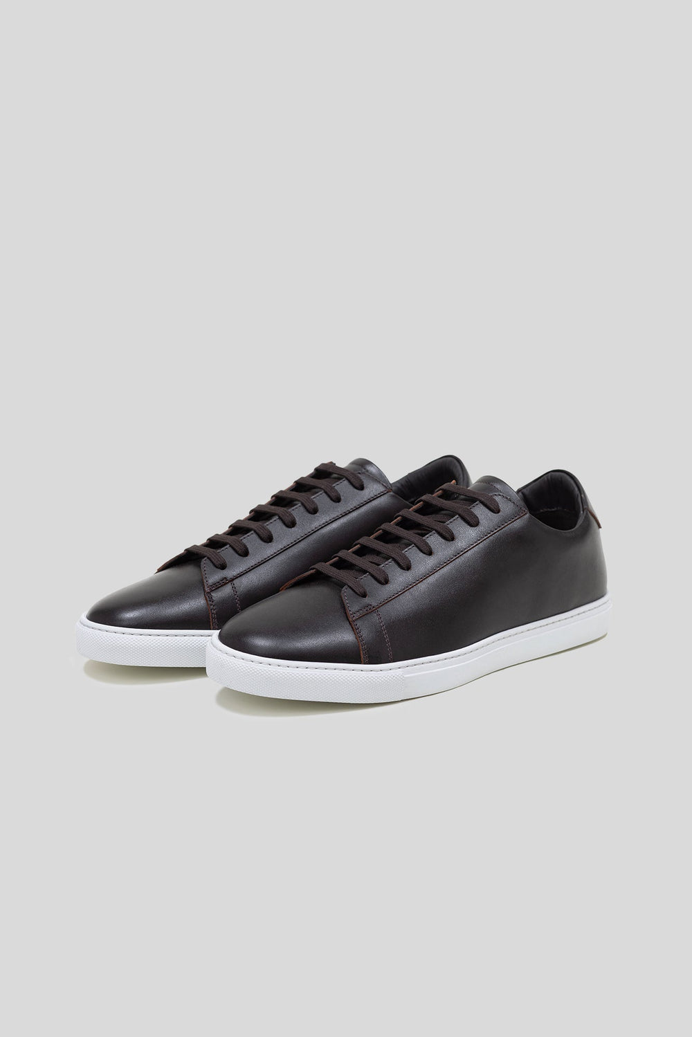Sneakers basses Città en cuir de veau marron foncé