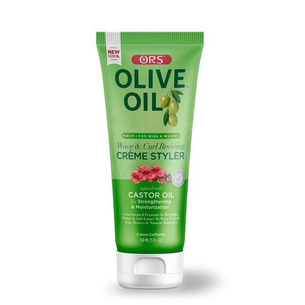Crème coiffante sans gras ORS Olive Oil Fix-it infusée à l'huile de ricin pour renforcer et hydrater 142 g