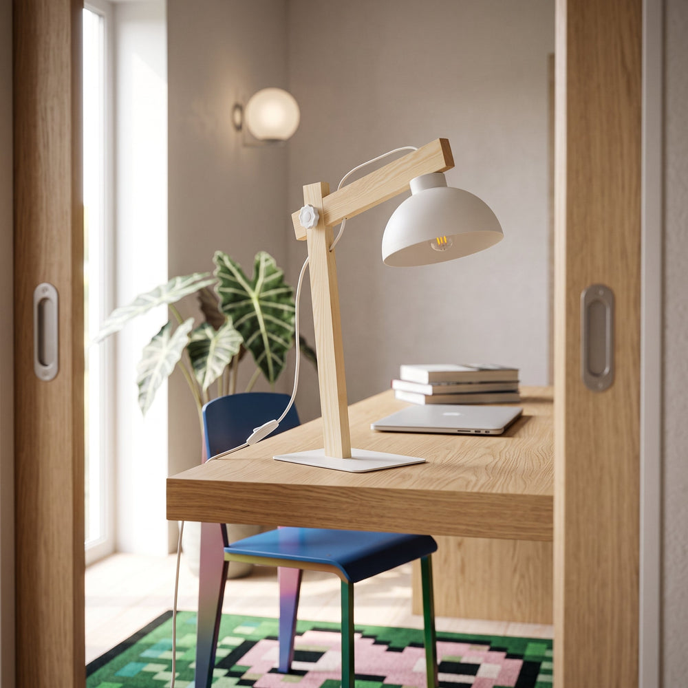 Lampe de table OSLO blanche style scandinave pour chambre à coucher et table de chevet