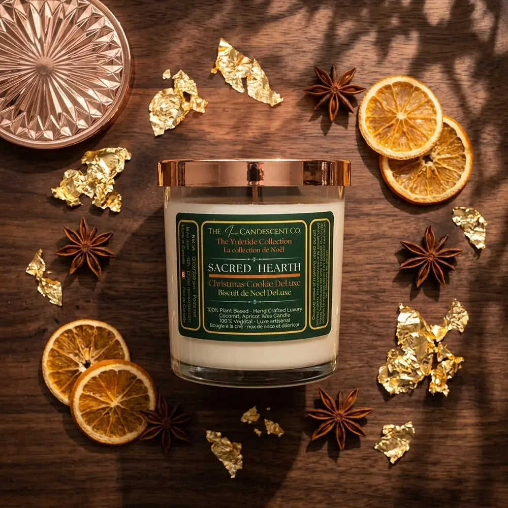 SACRED HEARTH | Bougie de luxe à la cire de noix de coco et d'abricot, aux épices chaudes de Noël