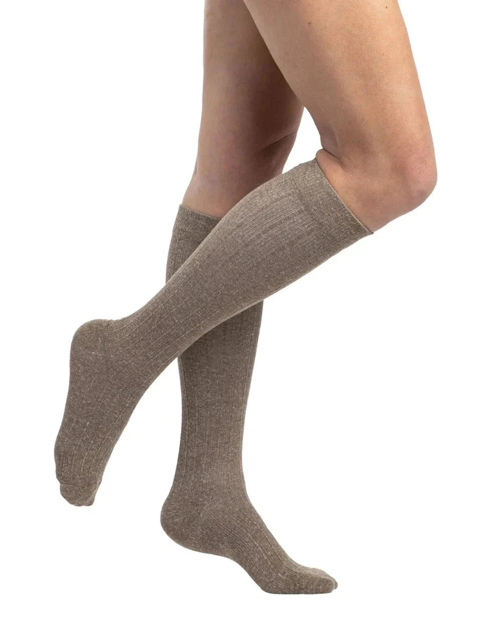 Sigvaris 150 Bas de Compression en Lin 15-20 mmHg Mi-mollet pour Femmes, Bout Fermé