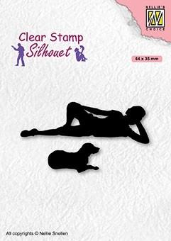 Nellie's Choice Tampon Transparent Silhouette Teenagers Série Adolescent Avec Chien