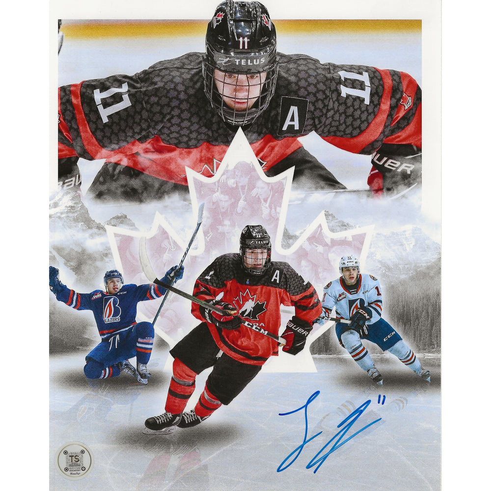Photo 8x10 de Logan Stankoven, autographe, Équipe Canada U18 2021 et Kamloops Blazers