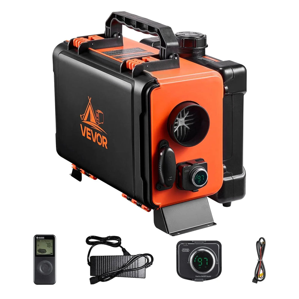 Chauffage au diesel VEVOR, 8 kW, 12 V/24 V CC, tout-en-un portable avec télécommande et écran ACL, chauffage rapide à faible bruit, réservoir de 1,2 gal pour camions, fourgonnettes, VR, campeurs et garages