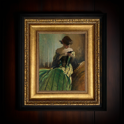 The Enchantress in Emerald – Victorian Oil Painting Print on Canvas