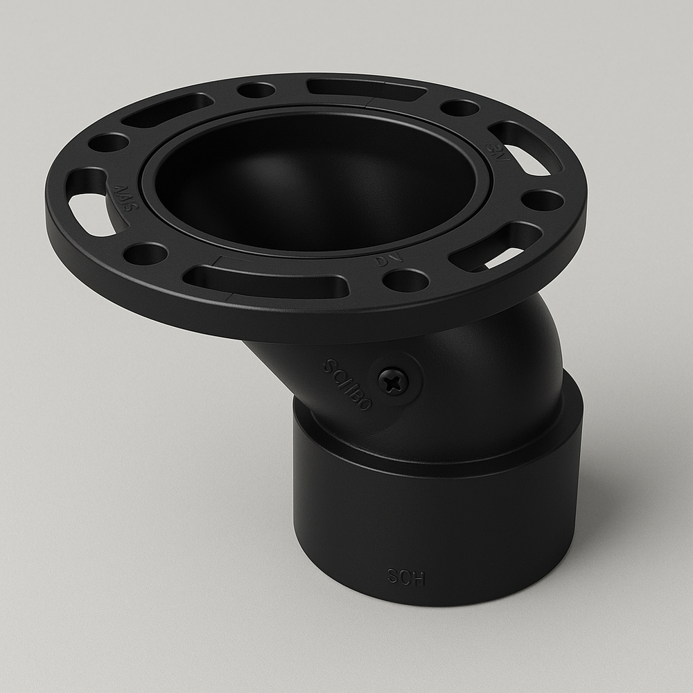 LESSO ABS Offset Closet Flange — 4×3 Hub, 1½" Offset DWV, cUPC