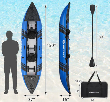 Goplus 12.5 ft Inflatable Tandem Kayak | 1-2 Person Canoe | 507 lbs Capacity | Includes All Accessories & Carry Bag