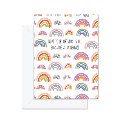 J'espère que ton anniversaire sera tout en soleil et arcs-en-ciel ! - Carte de vœux