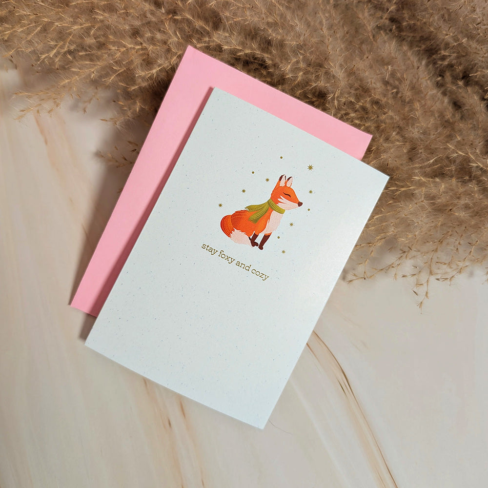Carte de vœux « Stay Foxy and Cozy »