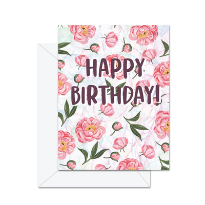 Joyeux Anniversaire! (Pivoines) - Carte de Vœux