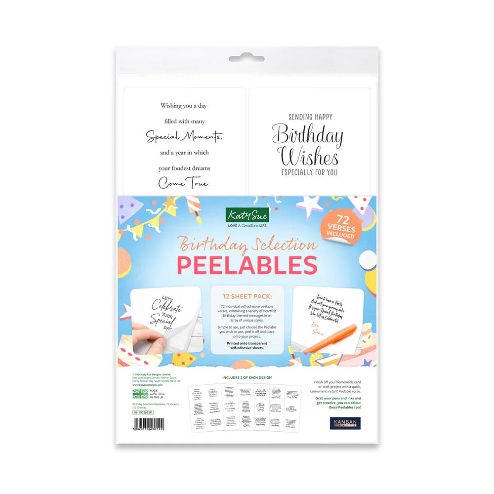 Kanban Crafts Sélection Anniversaire Peelables, 72 Autocollants