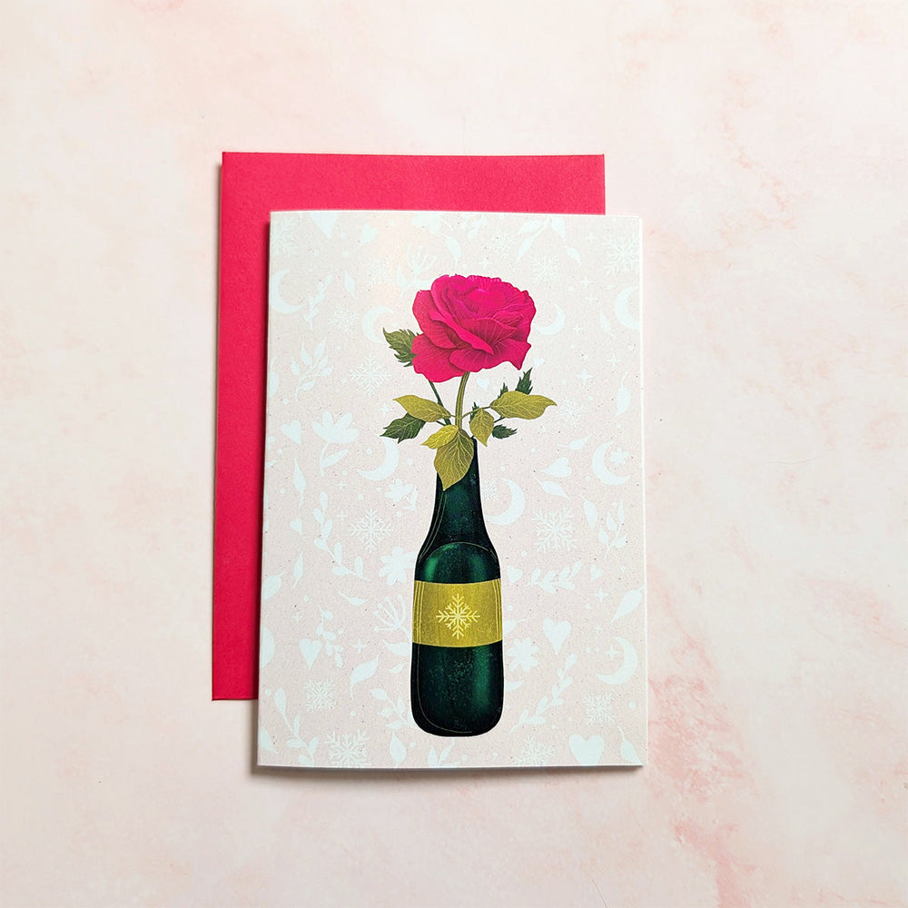 Mini carte de vœux florale Une rose pour toi
