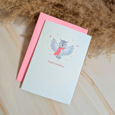 Carte de vœux Chouette joyeuses fêtes