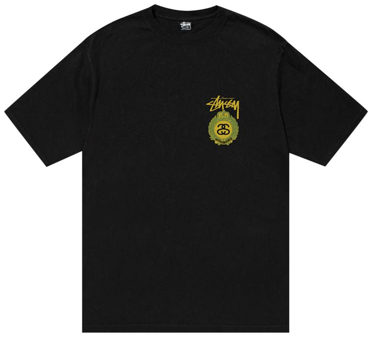 T-shirt Stüssy 'Crown Wreath' teint en pigment - Noir