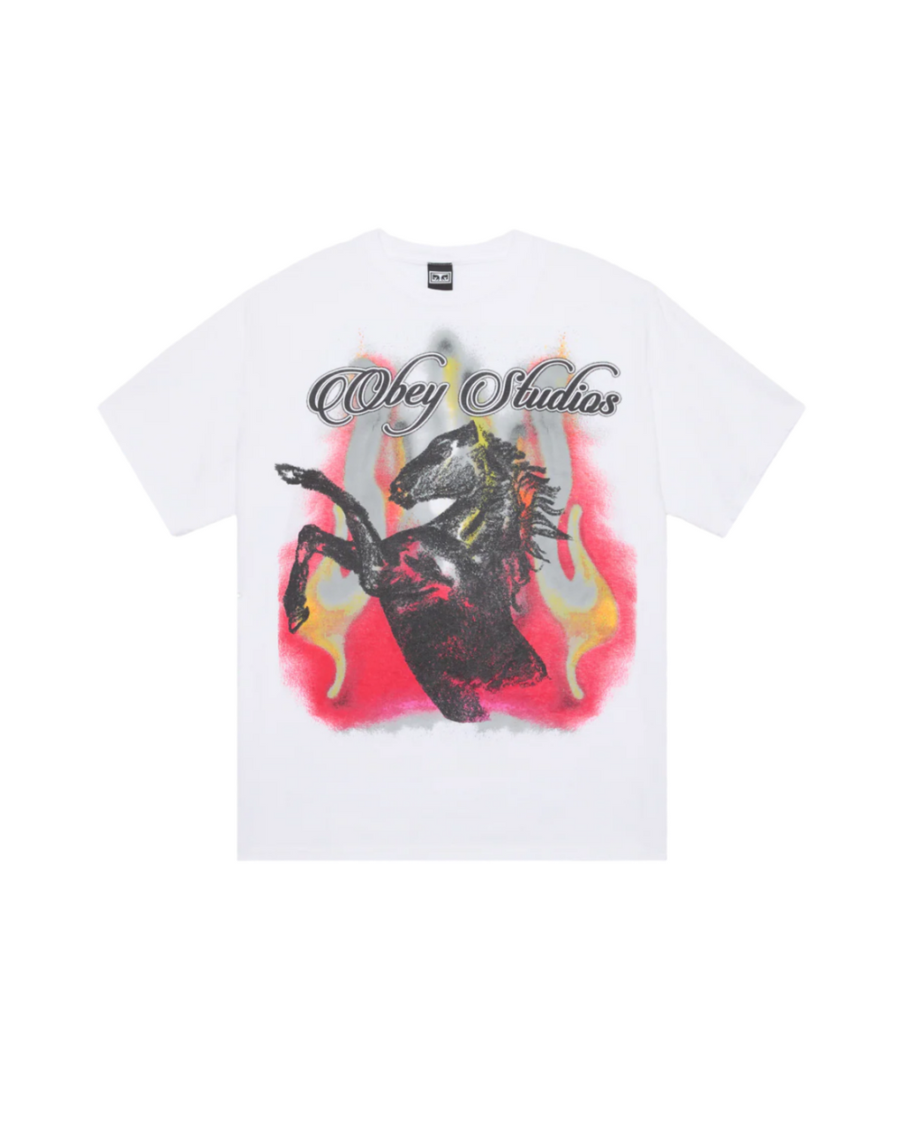 T-shirt ample Obey 'Studios Horse' - Blanc
