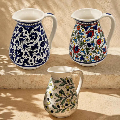 Haleeb Handmade Palestinian Ceramic Pitcher for milk – 54 fl oz (1.6 L)