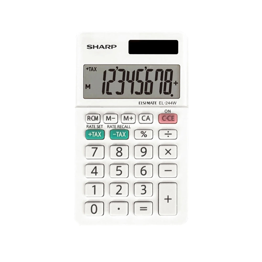 Sharp EL244W 8-Digit Handheld Pocket Calculator ? Twin Power Solar & Battery Backup